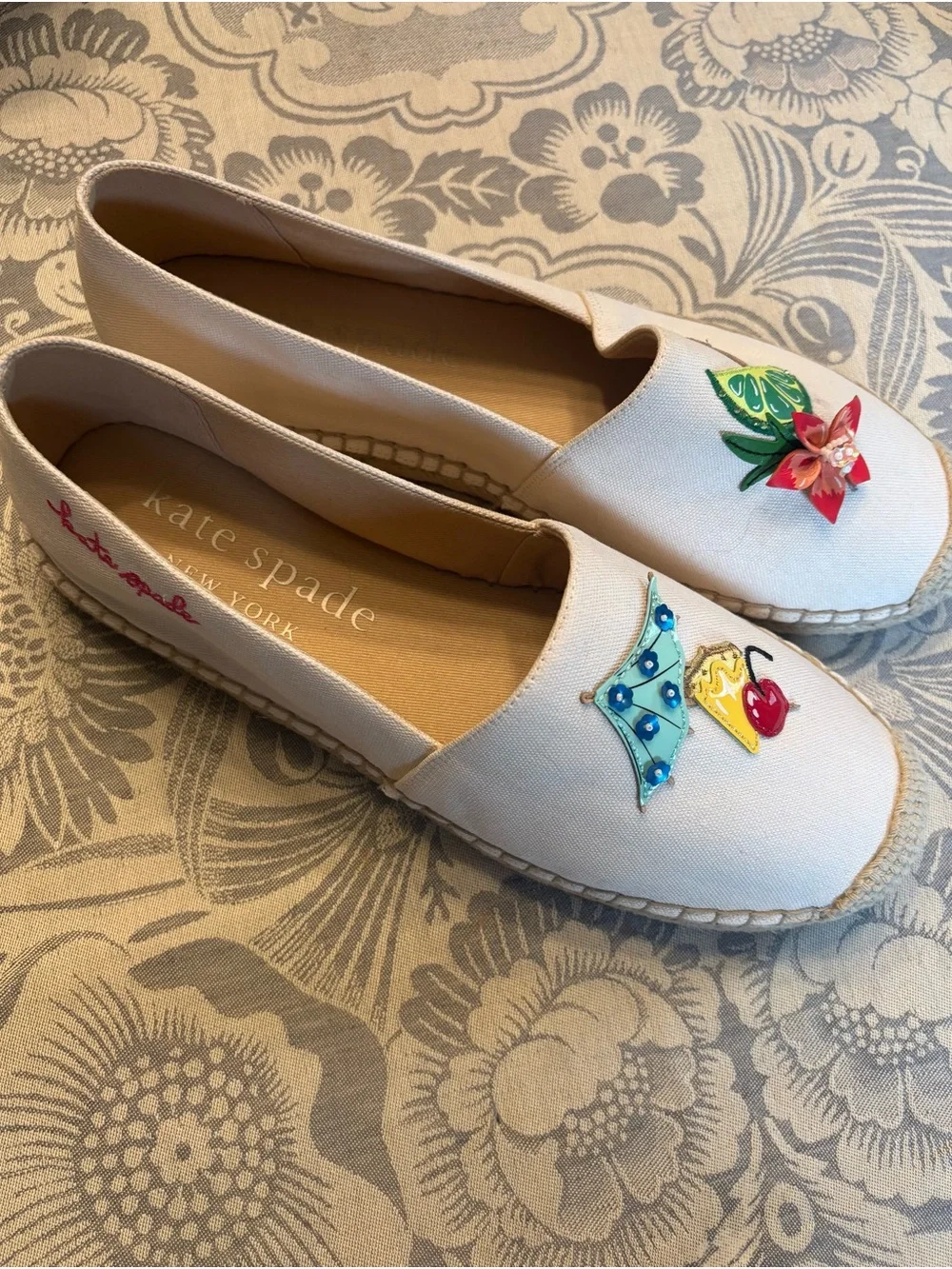 kate spade Tiki Time Espadrilles Canvas in Cream